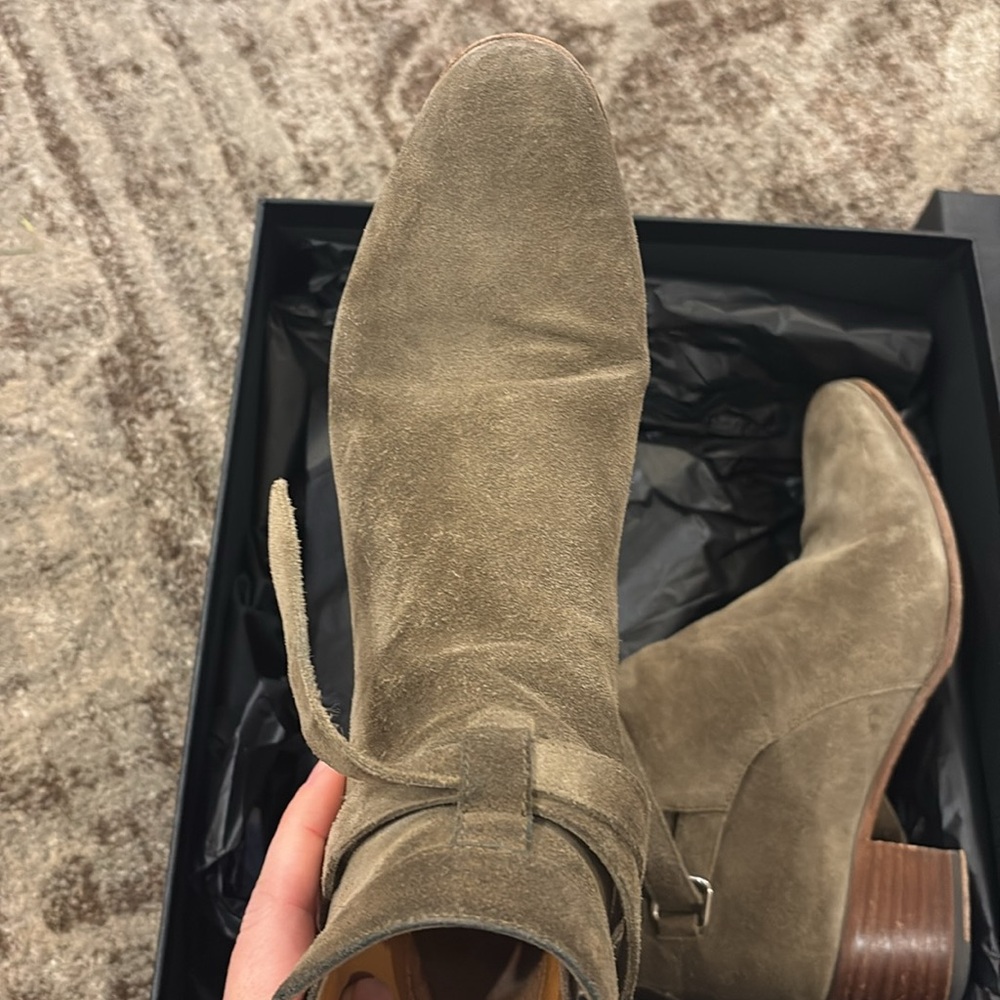 Saint Laurent Paris Suede Ankle Boots Khaki size EU37.5 - Picture 5 of 14